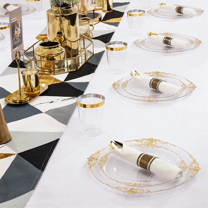 Clear Gold Trim Plates